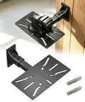Kickass Heavy Duty Wall And Bench Mount For Vise Grinder Notcher Shear And Shrinker Black Carbon Steel tool holder installed on wood.
