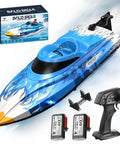 High Speed Waterproof RC Boat With Water Cooling, 2.4 GHz Remote, Dual Batteries, LED Lights, for pool and lake racing.