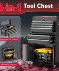 Eight Drawer Rolling Tool Chest With Locking Detachable Cabinet Built Tough Heavy Duty Steel Tool Cart On Wheels With Liner And Hooks Garage Ready For Workshop Or Warehouse Durable Black Finish.