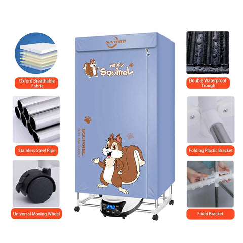 Foldable Clothes Dryer Portable For Apartment And RV Low Noise 1600W 1.6 Meter Drying Rack With Remote Control And Timer Compact Laundry Solution For Dorm Rooms
