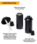 Extra large metal canister with fiberglass wick for Bamboo Outdoor Torches For Backyard Vibes With 16 Ounce Fuel Canisters