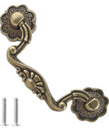 Six Piece Set Of Vintage Drop Bail Drawer Pulls In Antique Bronze Finish, 3 Inch Hole Spacing And 4 Inch Total Length, Zinc Alloy Cabinet Pull Handles For Dresser And Furniture, Perfect For Kitchen Cabinets, Dressers And Other Furniture