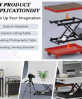 Premium Electric Scissor Lift Table With Remote Control shown as DIY applications for lifting and workspace versatility.