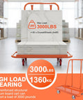 Heavy Duty Glass Flatbed Handcart with Detachable Plasterboard Panels loaded to 3000 lbs displayed in warehouse