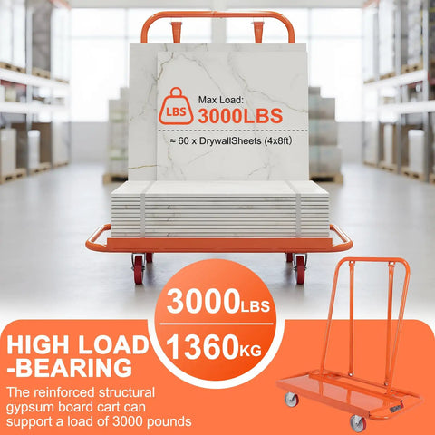 Go To Heavy Duty Plasterboard Mobile Tool Cart With Detachable Material Handling Trolley in warehouse, max load 3000lbs display