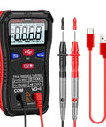 Rechargeable Digital Multimeter Tester With Type-C Interface, 4000 Counts, probes, USB cable shown against white background.