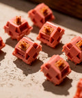 Close-up of Rosewood Mechanical Keyboard Switches 5 Pin 40gf Linear Pre Lubed Thocky Sound 4mm Travel For Gaming Keyboards