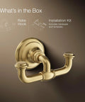 Artifacts Double Robe Hook In Vibrant Brushed Moderne Brass For Bathroom Storage No Fuss Heavy Duty Metal Hardware Wall Mount