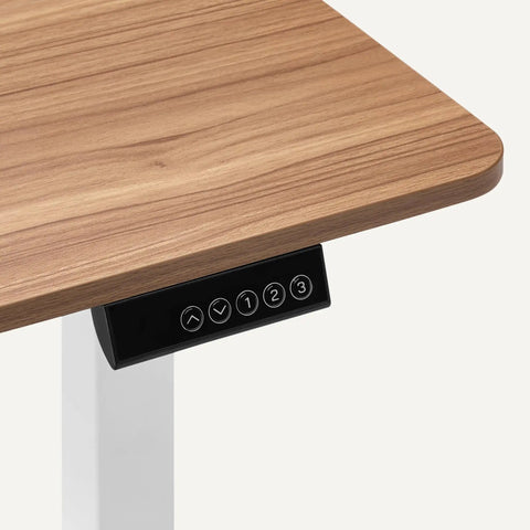 Electric Standing Desk With Quiet Motor And Multiple Presets White And Oak Finish Large Work Surface For Home Office Or Study