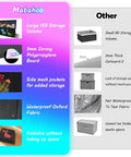 Comparison of giant collapsible toy box with lids and other storage options showing features like capacity and material quality.