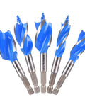 Auger Drill Bit Set For Wood, Five Piece Including One Half Inch, Five Eighths Inch, Three Quarters Inch, Seven Eighths Inch And One Inch, Four Inch Long With Quick Change Shanks, Storage Case, Impact Drill Ready, Pro Grade DIY Projects By SOMADA.