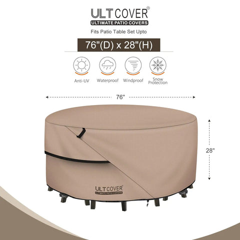 Round Patio Furniture Cover For 76 Inch Table And Chair Set, Waterproof Outdoor Protection, heavy duty 600D polyester canvas