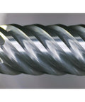 Six Flute Carbide End Mill Square Milling Cutter With 50 Degree High Helix For Hard Steel Finishing, close-up view