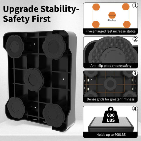 Heavy Duty Adjustable Step Stool For Adults And Kids, 660 Lbs Capacity, showing bottom stability features and non-slip pads