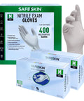 Safeskin nitrile exam gloves, medium size, 3.5 mil, powder-free, 400-count set (two 200-count boxes)