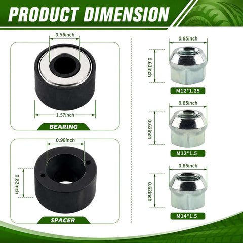 Ditch The Guesswork With This Pro Wheel Stud Installer Tool Kit For Car Repairs! dimensions view, 1.57-inch bearing and M12/M14 nuts