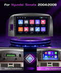 Android 15 Car Stereo With 4 Plus 64GB For Hyundai Sonata 2004 2005 2006 2007 2008 Wireless CarPlay Android Auto 9 Inch Touch Screen Dash Radio GPS WiFi Bluetooth SWC Mirror Link Backup Camera, showing before and after installation comparison.