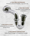 High Box Flange P Trap for Sink Drain in Polished Nickel Standard One And A Half Inch Connection Easy Install Odor Blocking Sewer Gas Trap for Home Kitchen And Bathroom Plumbing
