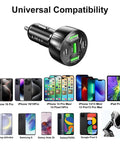 Keep Your Road Trip Vibe Tight With This Solid 5 Port Usb C Car Charger Delivering PD 75W Fast Charge To Power Up Every Gadget While Cruising Down The Interstate, showing compatibility with various devices.