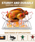 Adjustable Chicken Roasting Rack With Nonstick Coating, Stainless Steel Folding V Shape Stand For Turkey And Poultry in oven