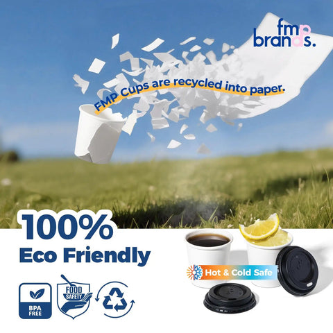 Image of 100 Pack 4 Oz Disposable Coffee Cups With Lids For Travel And Office Leak Proof To Go Paper Cups With Hot Cold Safe Icons