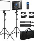 Bi Color LED Video Light Panel 15.4 Inch Two Pack 45W 3000K to 8000K Dimmable Photography Lighting With LCD Display CRI 96 Plus