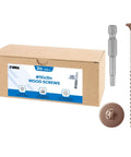 Top Shelf Hella Weather Resistant Deck Screws For Outdoor Construction Heavy Duty Star Drive Wood Screws With T25 Bit Included Rust Proof Brown Timber Fasteners Built For Landscaping Projects in packaging with screws and bit.