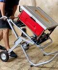 Rolling Foldable Table Saw Stand With 8 Inch High Traction Wheels Heavy Duty And Adjustable Mounting Options in use