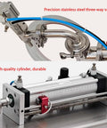 Precision stainless steel three-way valve and high-quality cylinder of Heavy Duty Horizontal Pneumatic Liquid Filling Machine.