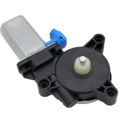 Front Left Driver Side Power Window Lift Motor For 2011 To 2015 Hyundai Sonata And 2011 To 2016 Elantra black motor with blue connector.