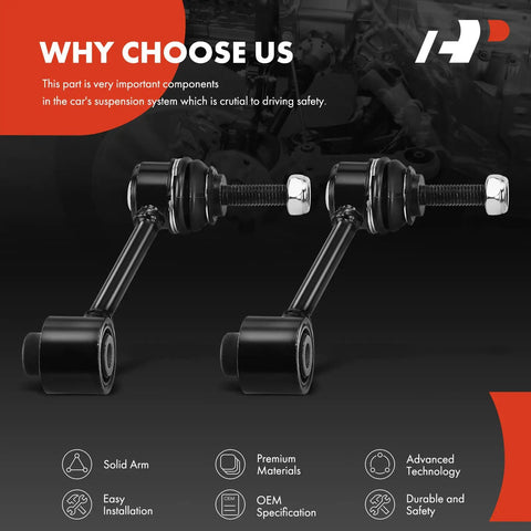 2 Pack Rear Sway Bar Links Stabilizer Kit For Volkswagen Jetta Golf Passat Tiguan Eos CC Beetle And Audi A3 Quattro Q3 TT Quattro Boosts Handling And Reduces Body Roll For A Smoother Sportier Ride, with an OEM specification and premium materials on a promotional background.