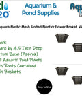 Image of Square 7 Inch Plastic Slotted Mesh Baskets For Water Garden Ponds And Aquatic Planting That Are Dope For Pond Plants Or Flowers In Aquariums Aquaponics And Hydroponics Value 6 Pack displayed with product features text.