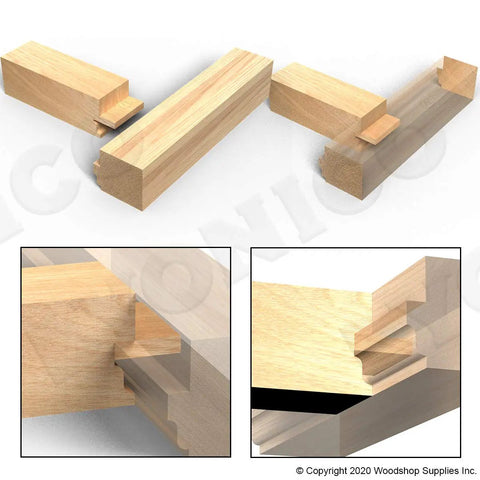 Wood joints created using Window Sash Router Bit Set, Carbide Tipped Ogee Profile, Three Piece Half Inch Shank For Table Mount Routers.