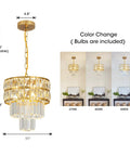 Crystal Chandelier Gold Pendant Light With Color Changing Bulb Modern Mini Round Fixture For Living Room Dining Room Kitchen Bedroom 11.8 Inch K9 Crystal Sparkle Dope Statement Lighting