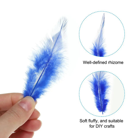 Dark Blue Rooster Saddle Hackle Feathers 50 Pcs Bulk Natural Craft Feathers 2.8 Inch To 5.5 Inch For Dream Catchers And DIY Jewelry Making Projects Today, showing single feather details.