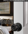 Oil-Rubbed Bronze Privacy Door Knobs For Interior Doors on bedroom door, showing keyless privacy function and matching finish.