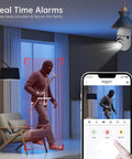 Smart Light Bulb Camera With 5G And 2.4GHz WiFi 2K Outdoor Security Motion Detection Alerts Two Way Talk Color Night Vision Human Detection Bulb Camera Compatible With Alexa demonstrating motion detection alert on phone.