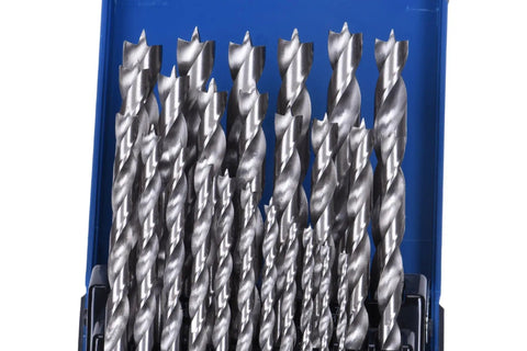 25 Pc HSS Brad Point Drill Bit Set For Woodworking Pro Grade Bits For Heavy Duty Clean Holes In Furniture, Cabinetry, Doweling