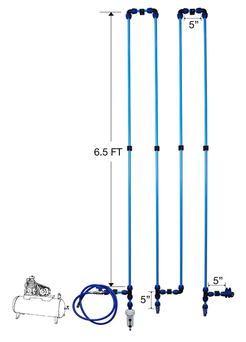 Diagram of External Water Trap Valve with Automatic Drain, 6.5 ft air pipe assembly shown, for compressed air system use.