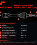 Diagram of Front CV Axle Shaft Assembly Pair for Honda Pilot 2009-2011 and Acura MDX 2007-2009 V6 with specifications.