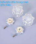 Clear Acrylic Faucet Handles Replacement Kit For D Shaped Two Handle Faucets 2 Pack with screws and index buttons visible