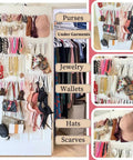 Over The Door Closet Organizer Rack With Eight Adjustable Tiers And 40 Heavy Duty Hooks For Purses Belts Jewelry Ties And Hats
