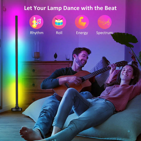 RGBIC Corner Floor Lamp With Remote And App Control 55 Inch Modern Minimalist LED Floor Lamp For Bedroom And Living Room Lit Color Changing Light With DIY Modes And Timing Brightness Boost For Any Mood