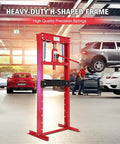 12 Ton Hydraulic Shop Press H Frame With Movable Plates And Adjustable Height Heavy Duty Bearing And Bushing Press in garage