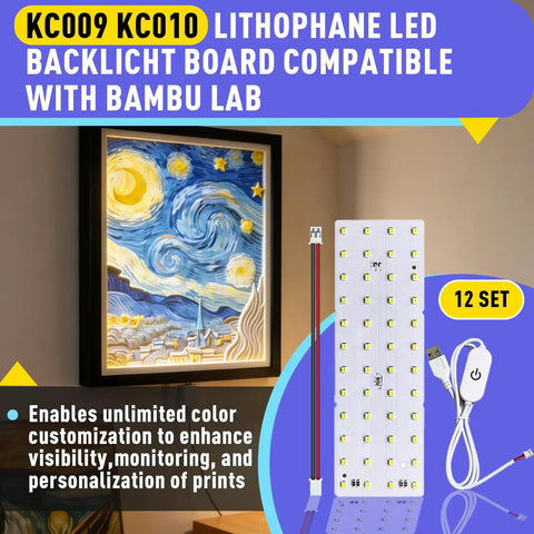 Lithophane frame lit with 12 Piece Lit Lithophane LED Backlight Kit With Smart Control, USB Powered 5V LED, dimmable light box