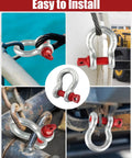 Badass 10 Pack 3/8 Inch Galvanized Steel Shackles Bundle Packed With Deep Thread D Ring And Clevis Hooks used in rigging and towing.
