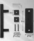 2 Pack 10 Inch Sliding Barn Door Pull Handle With Flush Hardware Double Sided Heavy Duty Rustic Matte Black Powder Coated Easy Install