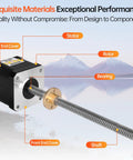 NEMA 17 stepper motor with TR8x8 lead screw and threaded metal shaft (front view)