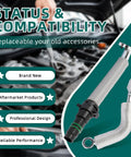 Turbo Coolant Return Hose Line Kit For GM 1.4L Turbo Oil Return Drain And Oil Feed Pipe 4 Piece Set overlaying engine background