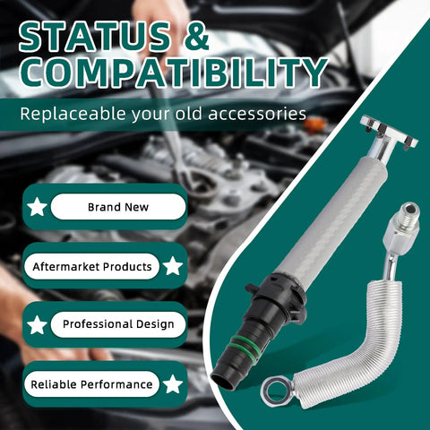 Turbo Coolant Return Hose Line Kit For GM 1.4L Turbo Oil Return Drain And Oil Feed Pipe 4 Piece Set overlaying engine background